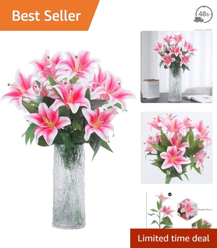 Realistic 60cm pink lilies - realistic,