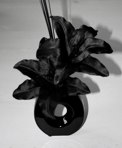 Black lily flower arrangement - black,