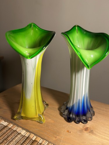 Pair vintage art glass - pair,