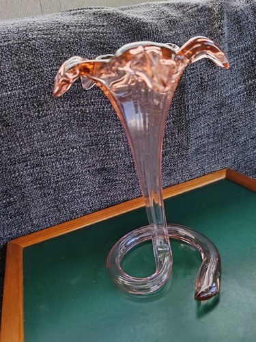Vintage pink glass lily vase - vintage,
