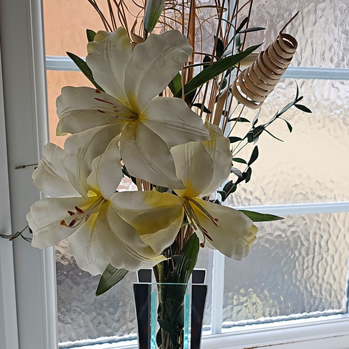 Artificial white green lily - artificial, &