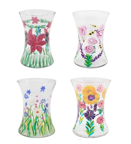 Glass flower vase hand - hand, painted