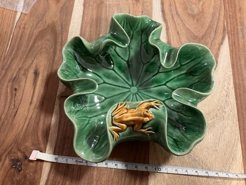 Vintage majolica frog lily - vintage,
