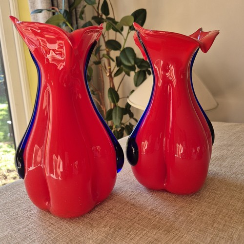 Lovely pair tango glass vases - pair,