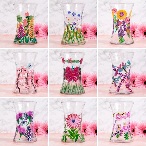 Hand painted glass vase - painted,